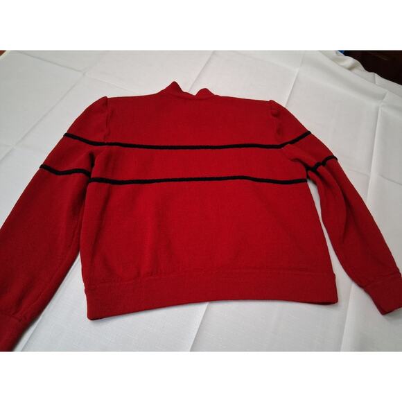 St. John Collection by Marie Gray Red Catalina Knit Sweater Black Beading Small - Picture 11 of 14
